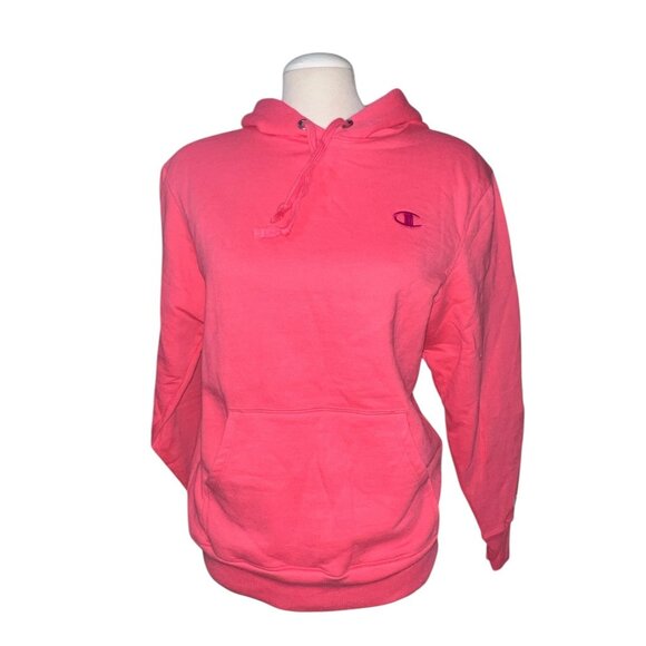 Champion Power Blend Long Sleeve Warm Hoodie Sweatshirt Sz XS Pink Kangaroo Pock - Picture 1 of 16